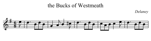 Bucks of Westmeath, the  - staff notation
