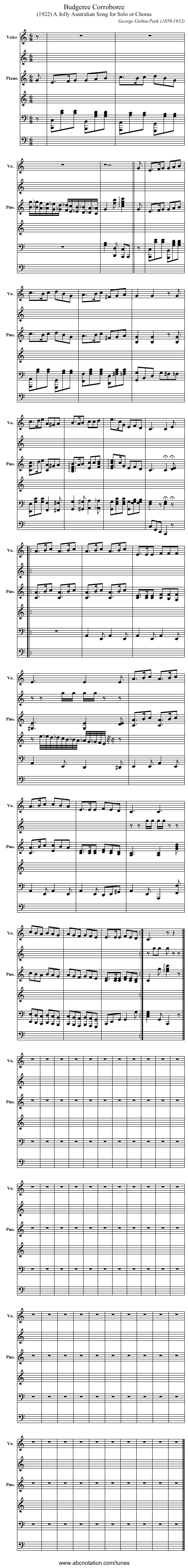 Budgeree Corroboree - staff notation