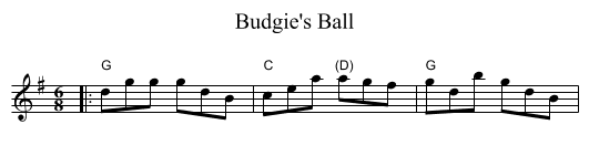 Budgie's Ball - staff notation