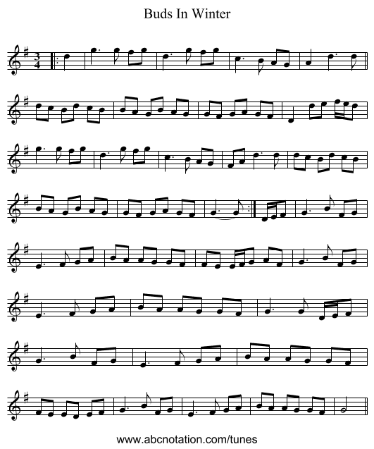 Buds In Winter - staff notation