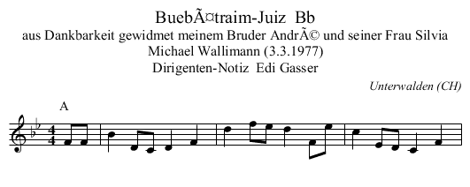 BuebÃ¤traim-Juiz  Bb - staff notation