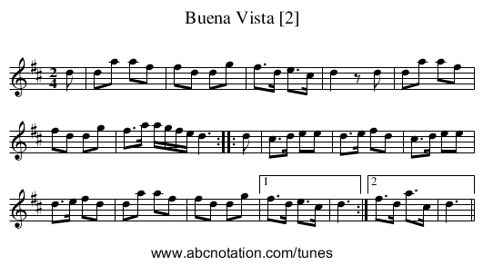 Buena Vista [2] - staff notation
