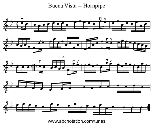 Buena Vista -- Hornpipe - staff notation