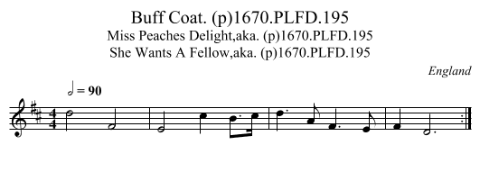 Buff Coat. (p)1670.PLFD.195 - staff notation