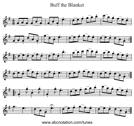Buff the Blanket - staff notation