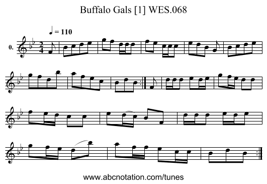Buffalo Gals [1] WES.068 - staff notation