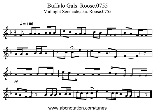 Buffalo Gals. Roose.0755 - staff notation