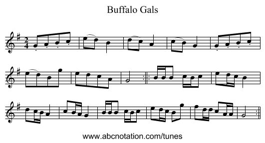 Buffalo Gals - staff notation