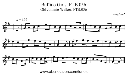 Buffalo Girls. FTB.056 - staff notation
