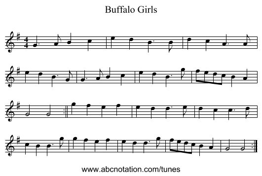 Buffalo Girls - staff notation
