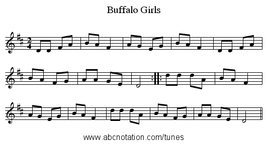 Buffalo Girls - staff notation