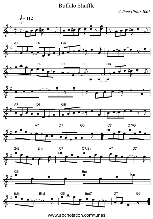 Buffalo Shuffle - staff notation