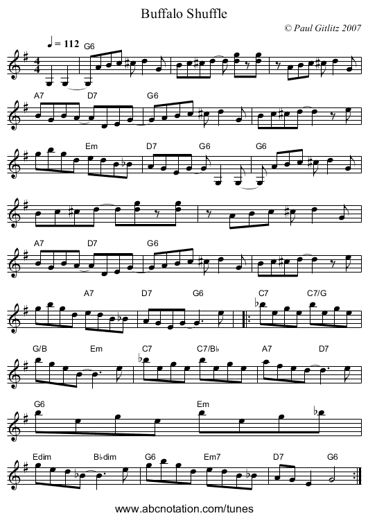 Buffalo Shuffle - staff notation