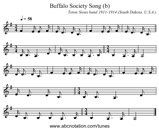 Buffalo Society Song (b) - staff notation