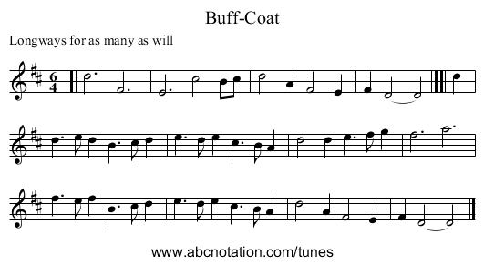 Buff-Coat - staff notation