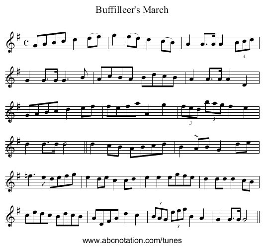 Buffilleer's March - staff notation