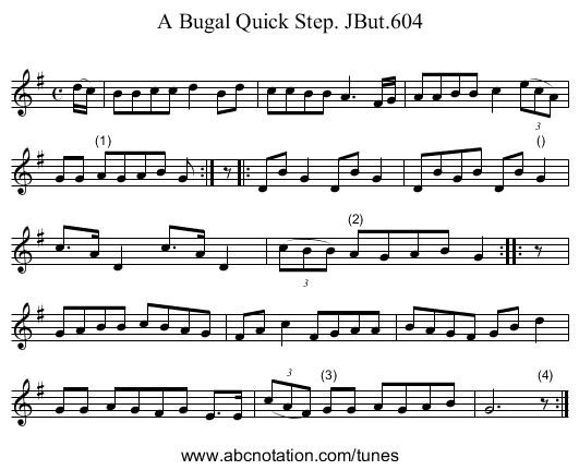 Bugal Quick Step. JBut.604, A - staff notation