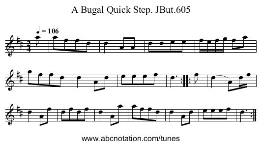 Bugal Quick Step. JBut.605, A - staff notation