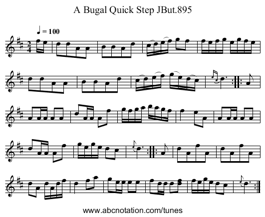 Bugal Quick Step JBut.895, A - staff notation