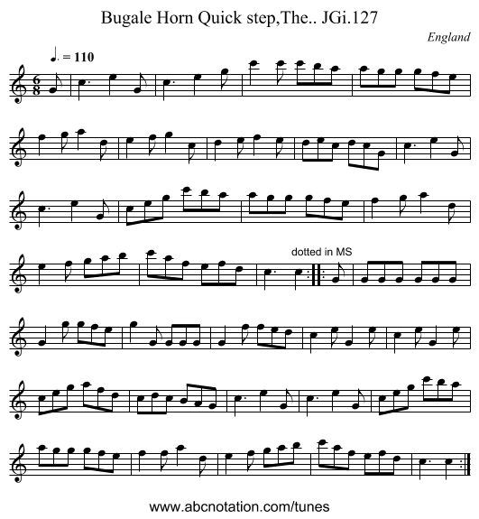 Bugale Horn Quick step,The.. JGi.127 - staff notation