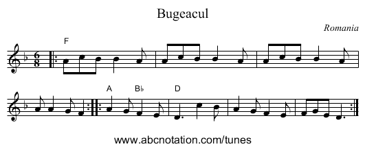 Bugeacul - staff notation
