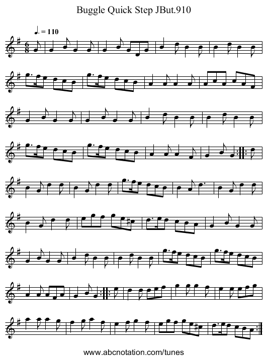 Buggle Quick Step JBut.910 - staff notation