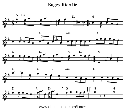 Buggy Ride Jig - staff notation