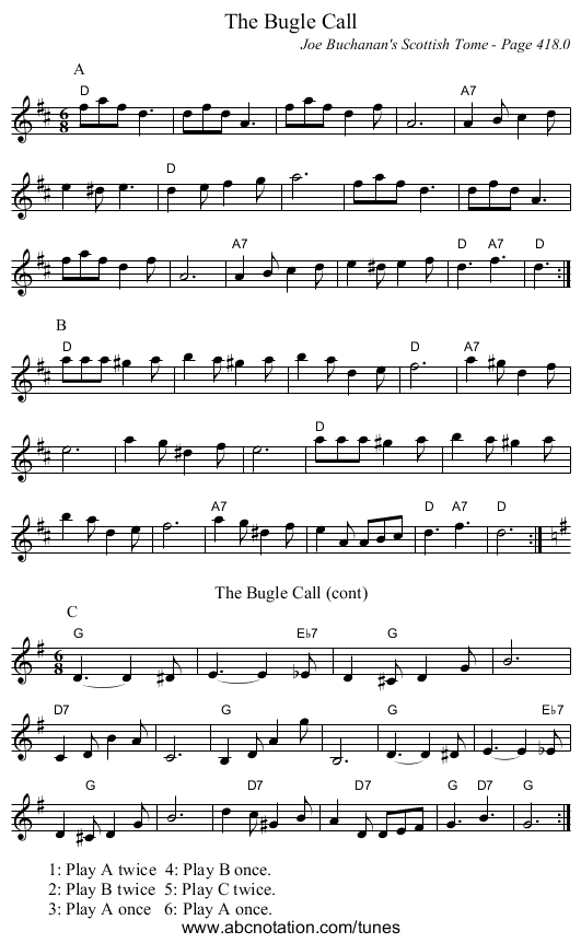 Bugle Call, The - staff notation