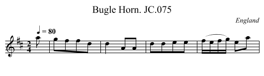 Bugle Horn. JC.075 - staff notation