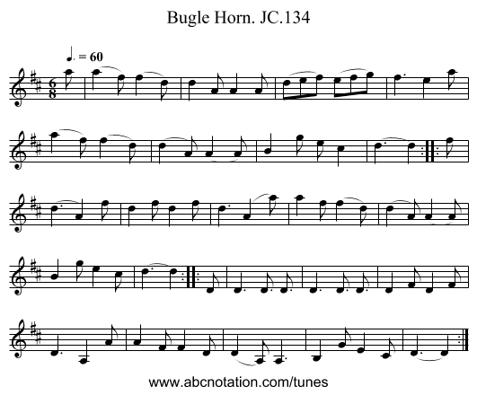 Bugle Horn. JC.134 - staff notation