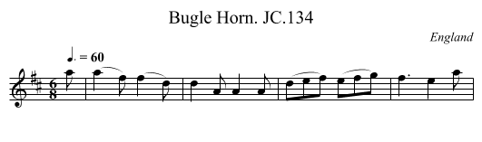 Bugle Horn. JC.134 - staff notation