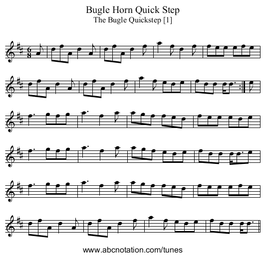 Bugle Horn Quick Step - staff notation