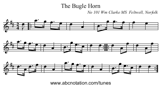 Bugle Horn, The - staff notation