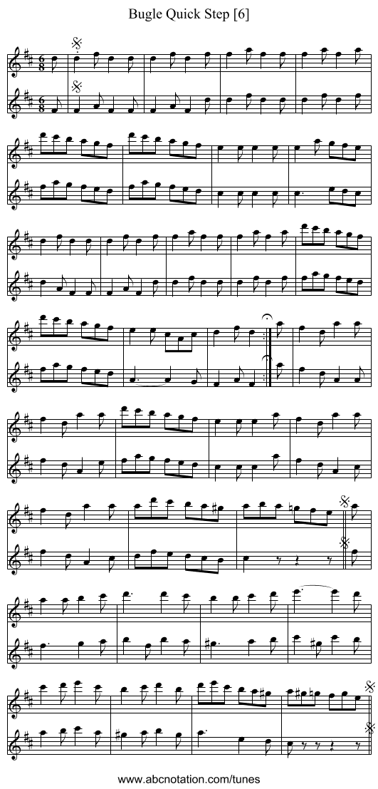 Bugle Quick Step [6] - staff notation