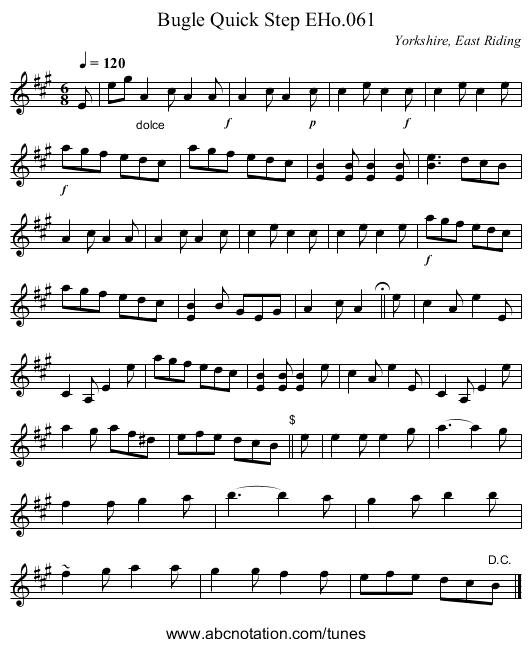 Bugle Quick Step EHo.061 - staff notation