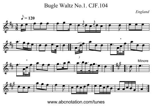 Bugle Waltz No.1. CJF.104 - staff notation