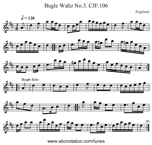 Bugle Waltz No.3. CJF.106 - staff notation