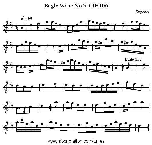 Bugle Waltz No.3. CJF.106 - staff notation