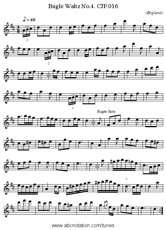 Bugle Waltz No.4. CJF.016 - staff notation