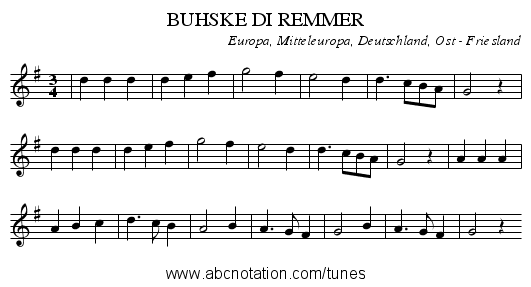 BUHSKE DI REMMER - staff notation