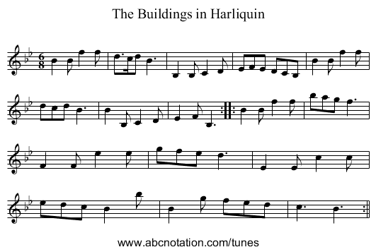 Buildings in Harliquin, The - staff notation