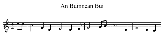 Buinnean Bui, An  - staff notation