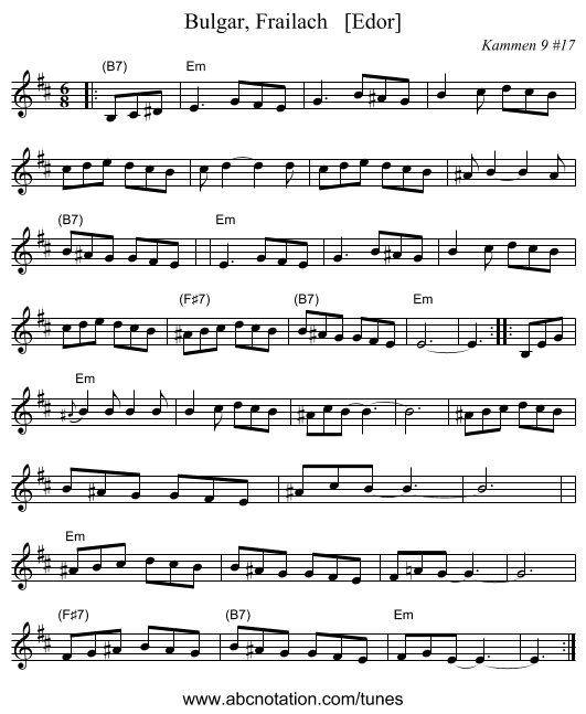 Bulgar, Frailach   [Edor] - staff notation