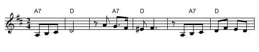 Bulgar in D - staff notation