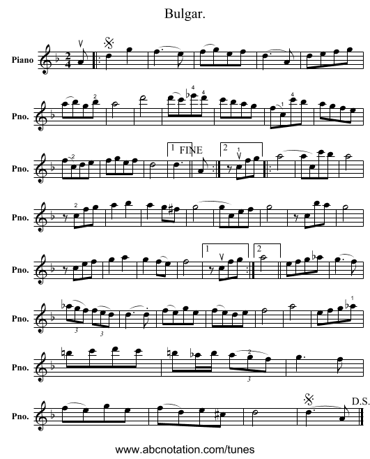 Bulgar. - staff notation