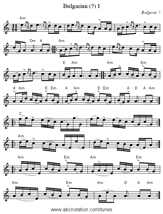 Bulgarian (?) 1 - staff notation
