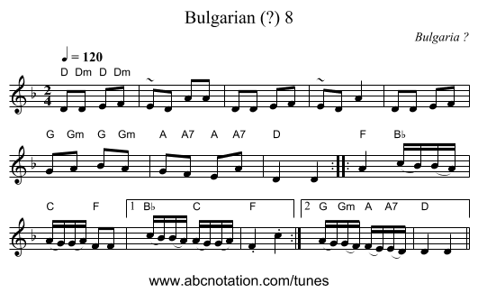 Bulgarian (?) 8 - staff notation