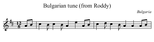 Bulgarian tune (from Roddy) - staff notation