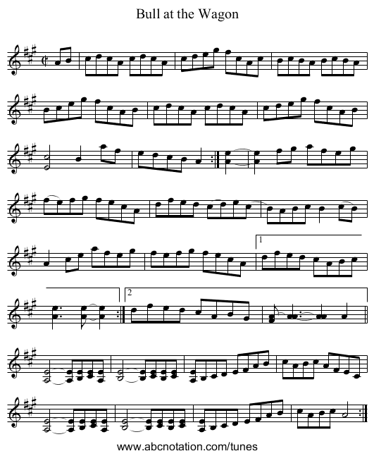 Bull at the Wagon - staff notation