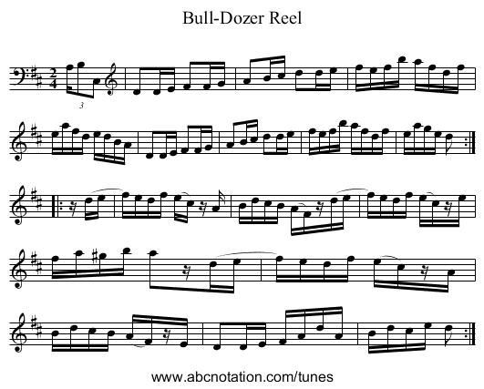 Bull-Dozer Reel - staff notation